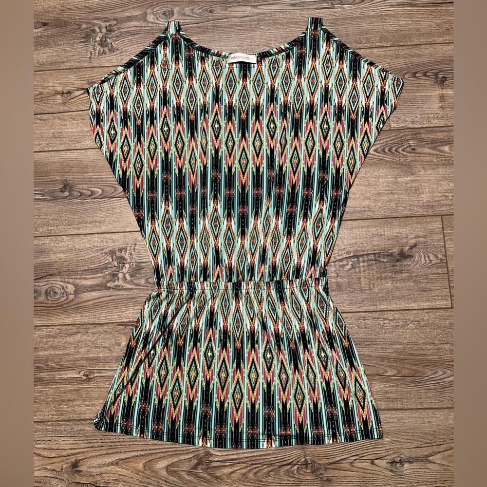 Veronica M geometric cold shoulder xs dress
